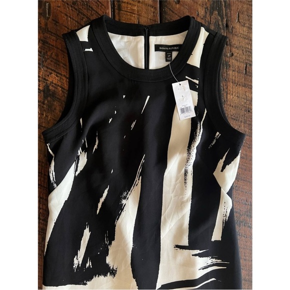 Banana Republic black and white abstract print 6 petite dress new with tags - Picture 4 of 14